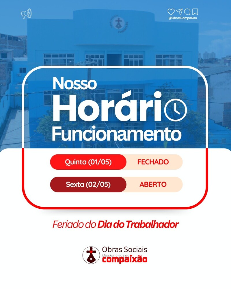 Horário de funcionamento!