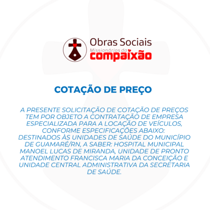AVISO DE COTAÇÃO PRÉVIA DE PREÇOS - LOCAÇÃO DE VEÍCULOS