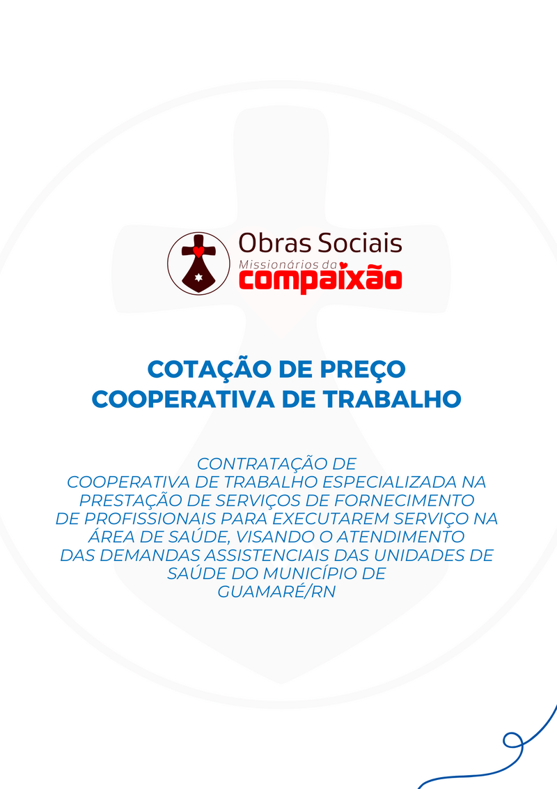 AVISO DE COTAÇÃO PRÉVIA DE PREÇOS - COOPERATIVA DE TRABALHO