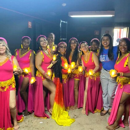 Alunas da Dança do Ventre se apresentam no Pelourinho durante evento do Sesc Mesa Brasil