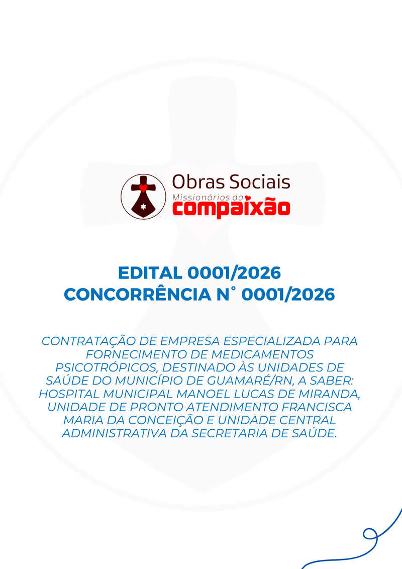 EDITAL 0001/2026 - FORNECIMENTO DE MEDICAMENTOS PSICOTRÓPICOS